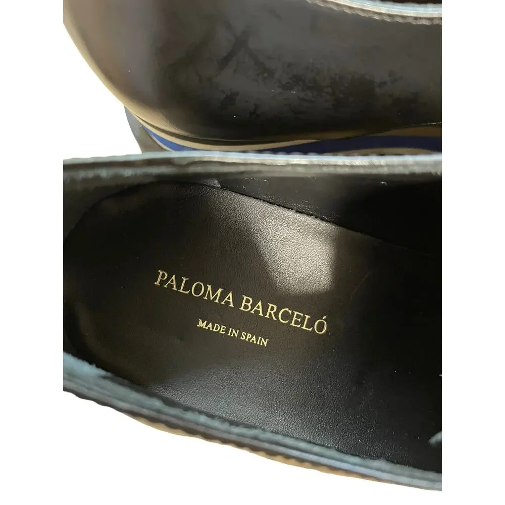 Paloma Barcelo Womens US 9 EU 40 Leather Lug-Sole Platform Oxford Black Shoe